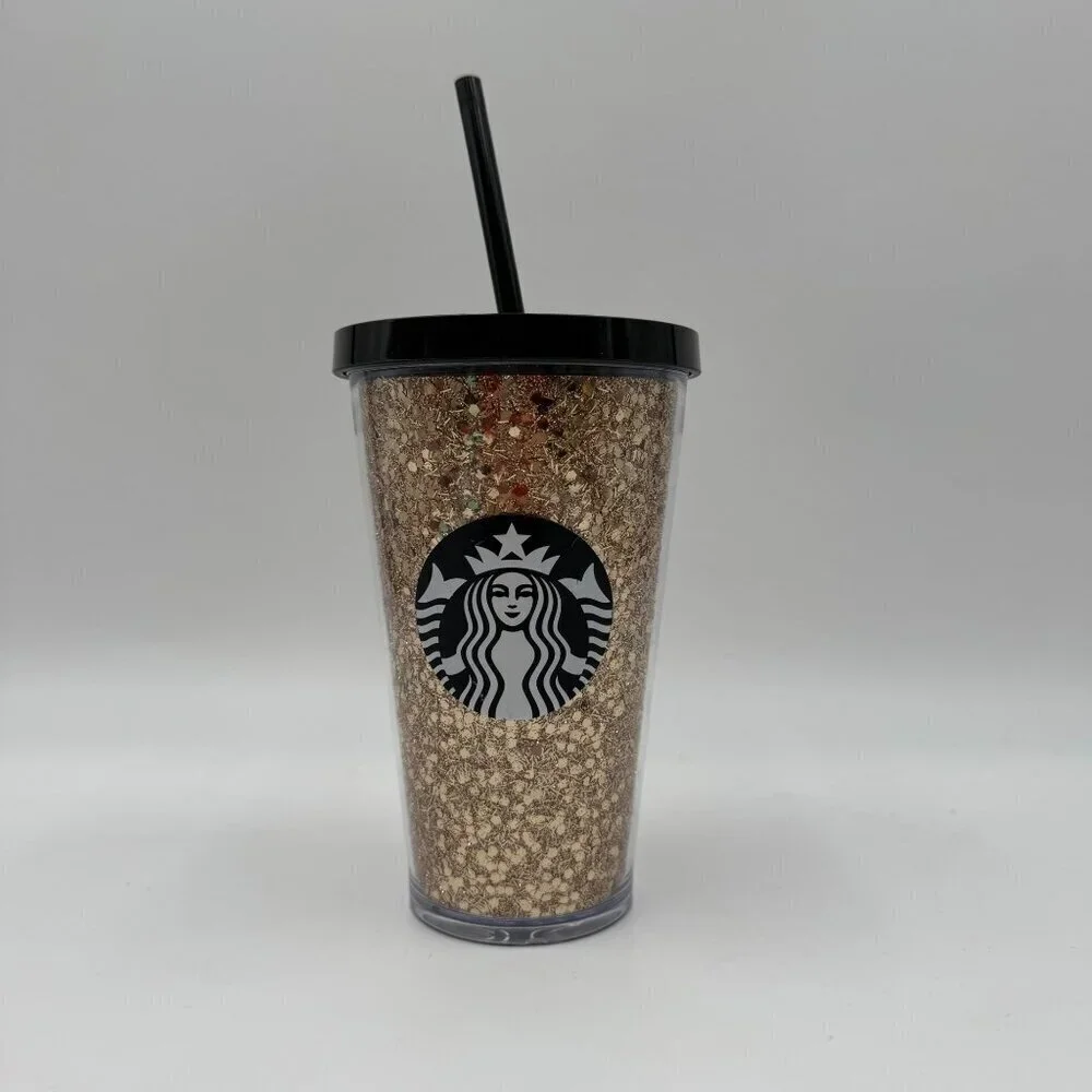 Starbucks 16oz Black/Gold Glitter Tumbler